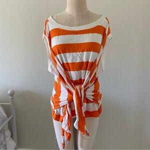 Maeve Orange and White Striped Muscle Tee